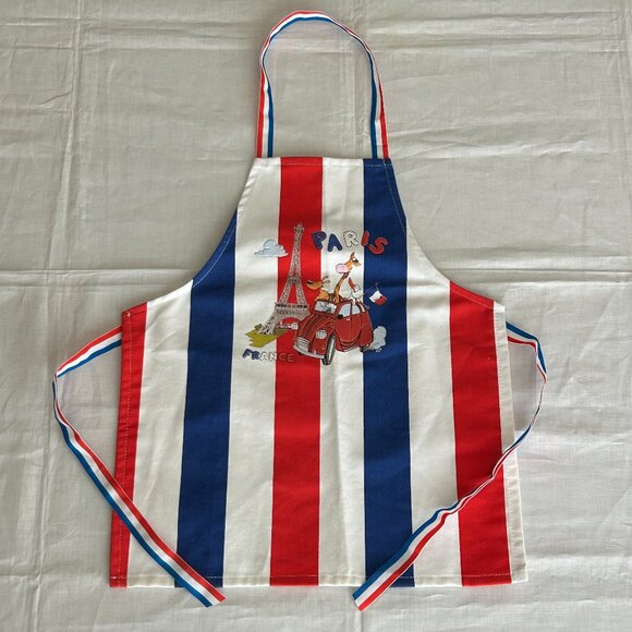 Mario Boni Paris France Kids Chef Bib Apron Retro Eiffel Tower Animal Made Italy - Picture 1 of 13